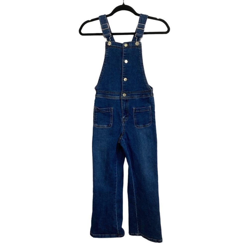 Zara Girls Flare Leg Dark Wash Denim Jean Overalls Size 11-12